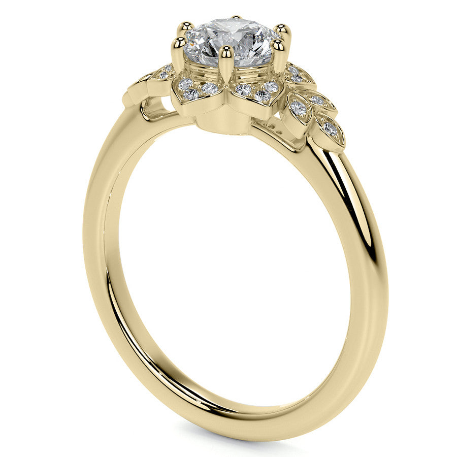 Round Petal Inspired Moissanite Engagement Ring