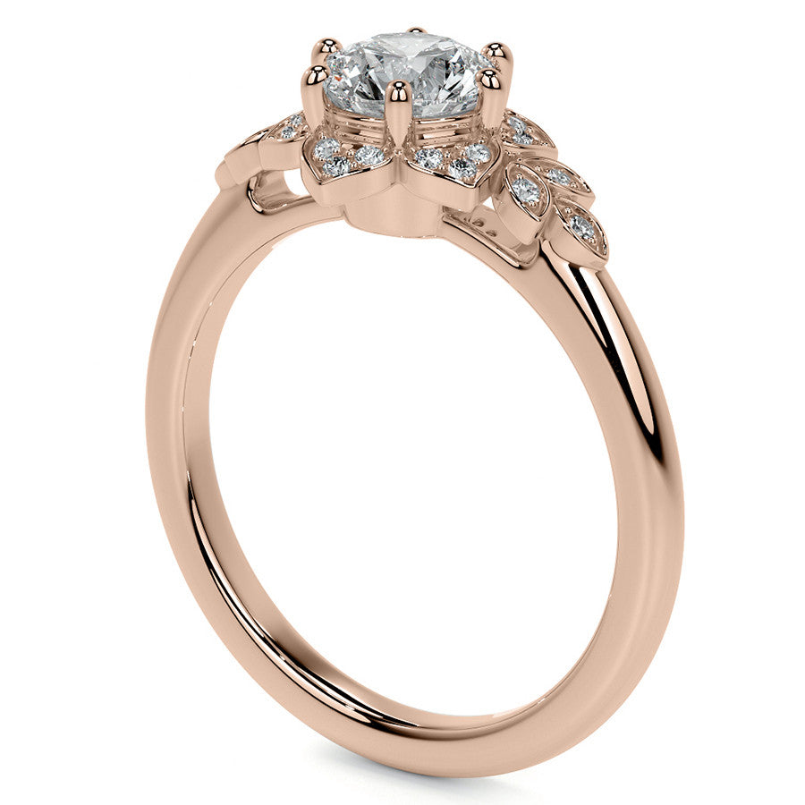 Round Petal Inspired Moissanite Engagement Ring