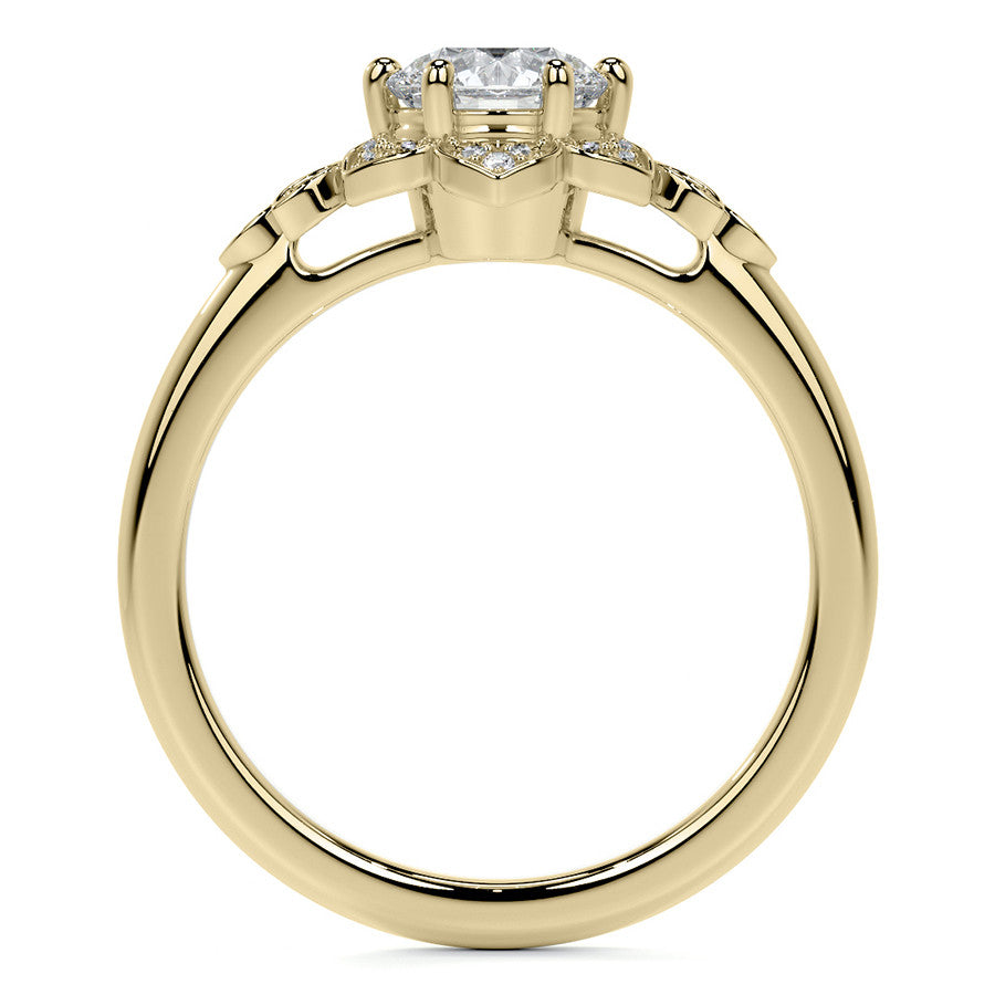 Round Petal Inspired Moissanite Engagement Ring