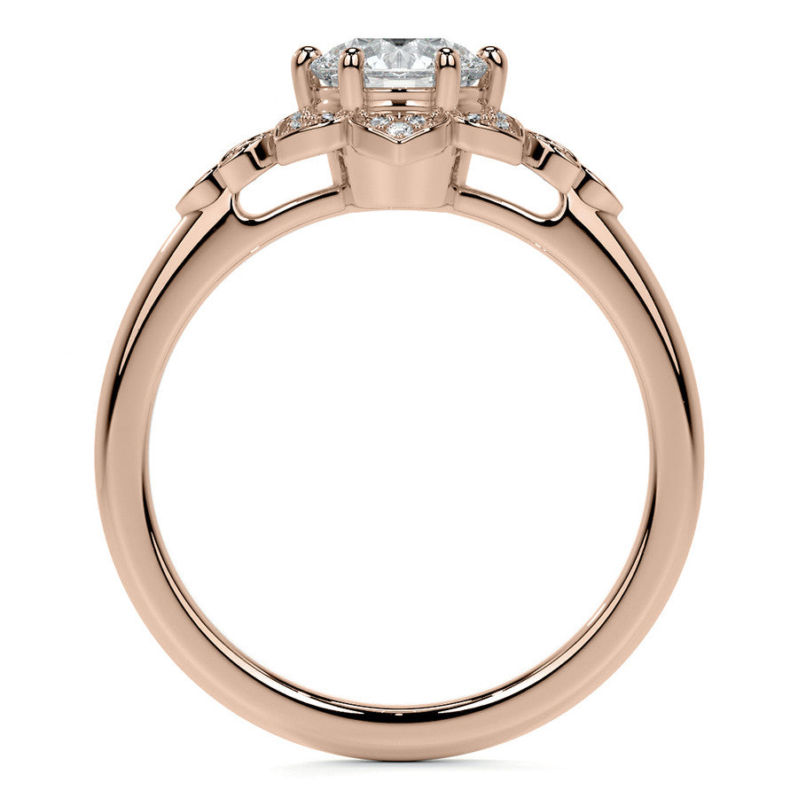 Round Petal Inspired Moissanite Engagement Ring