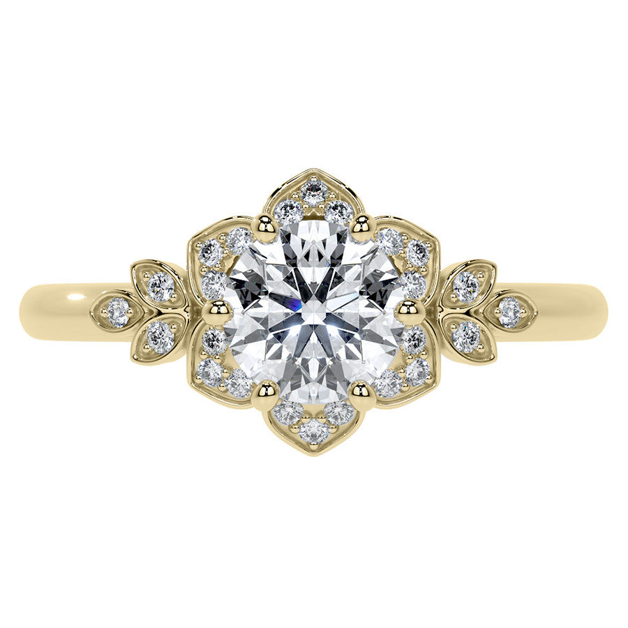 Round Petal Inspired Moissanite Engagement Ring
