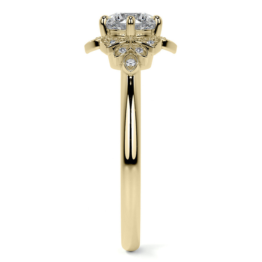 Round Petal Inspired Moissanite Engagement Ring
