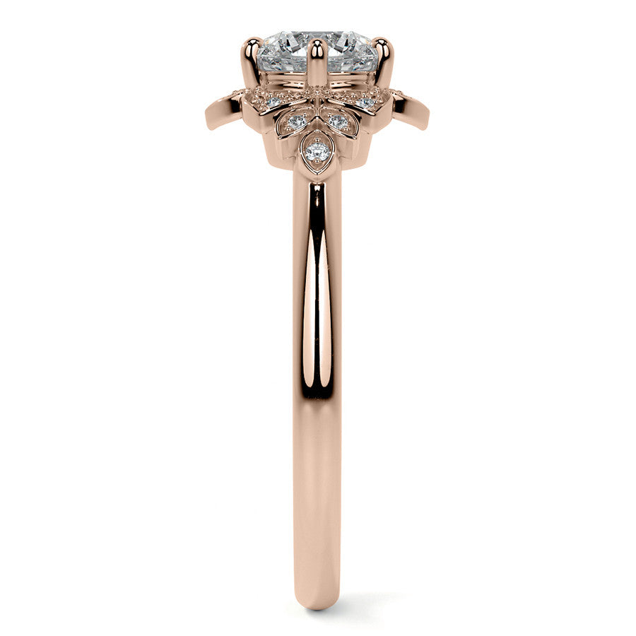 Round Petal Inspired Moissanite Engagement Ring