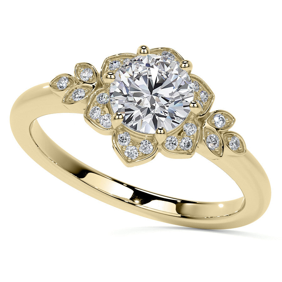 Round Petal Inspired Moissanite Engagement Ring