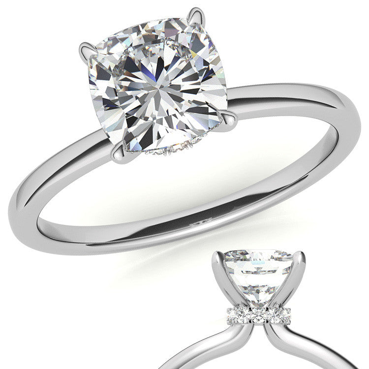 Petite Cushion Moissanite Collar Engagement Ring
