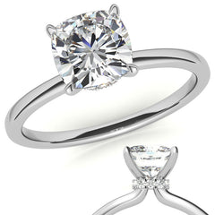 Petite Cushion Moissanite Collar Engagement Ring
