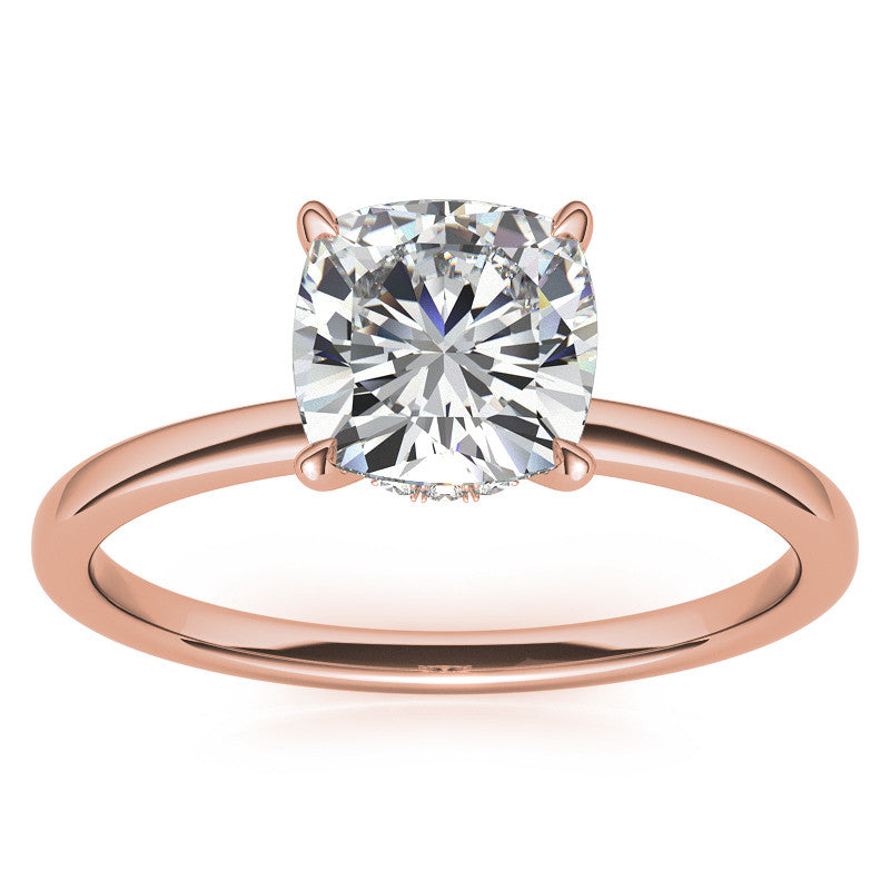 Petite Cushion Moissanite Collar Engagement Ring
