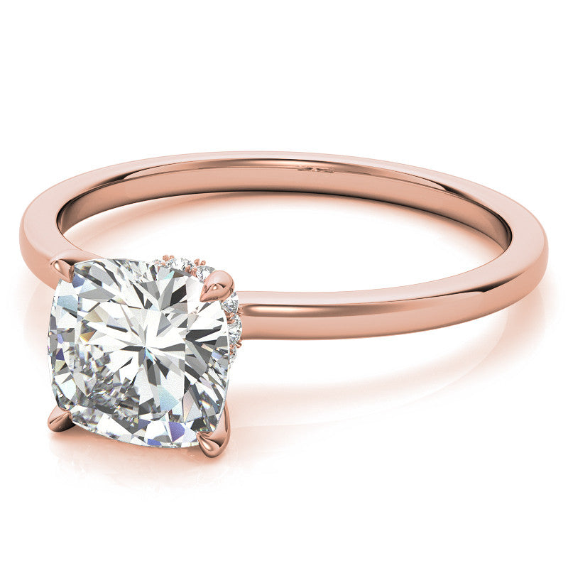 Petite Cushion Moissanite Collar Engagement Ring