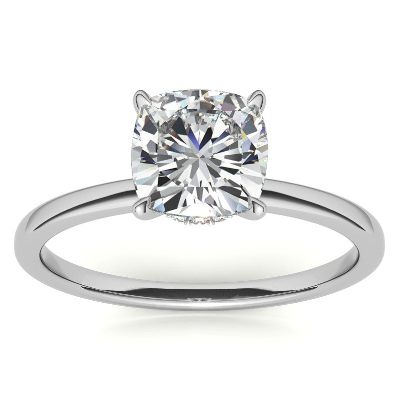 Petite Cushion Moissanite Collar Engagement Ring