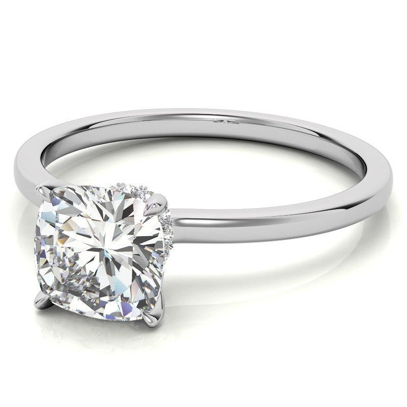 Petite Cushion Moissanite Collar Engagement Ring