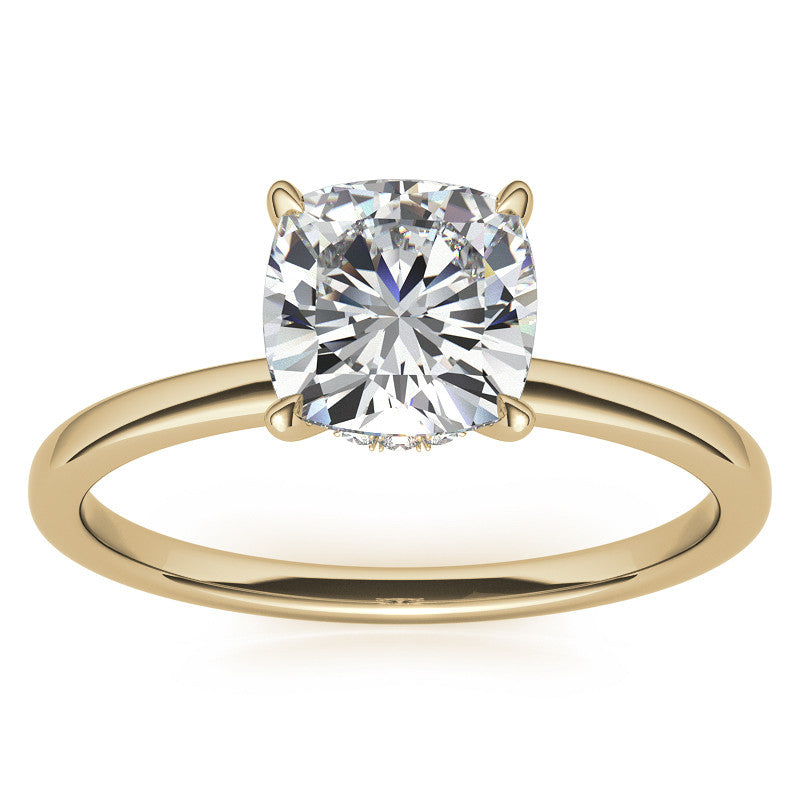 Petite Cushion Moissanite Collar Engagement Ring