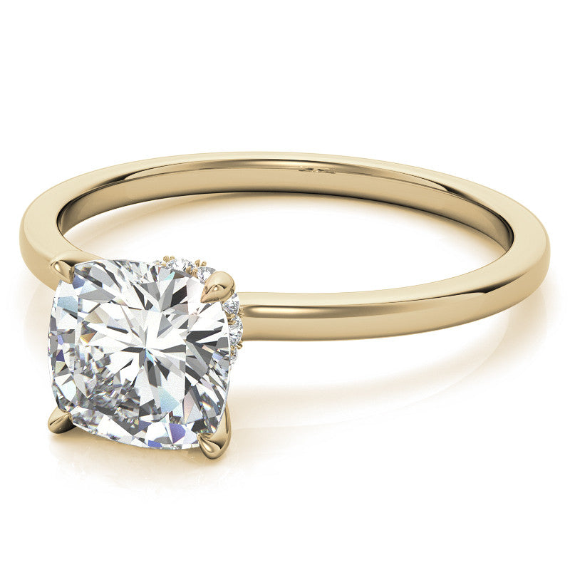 Petite Cushion Moissanite Collar Engagement Ring