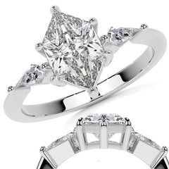 Marquise and Kite Cut Moissanite 3-Stone Engagement Ring