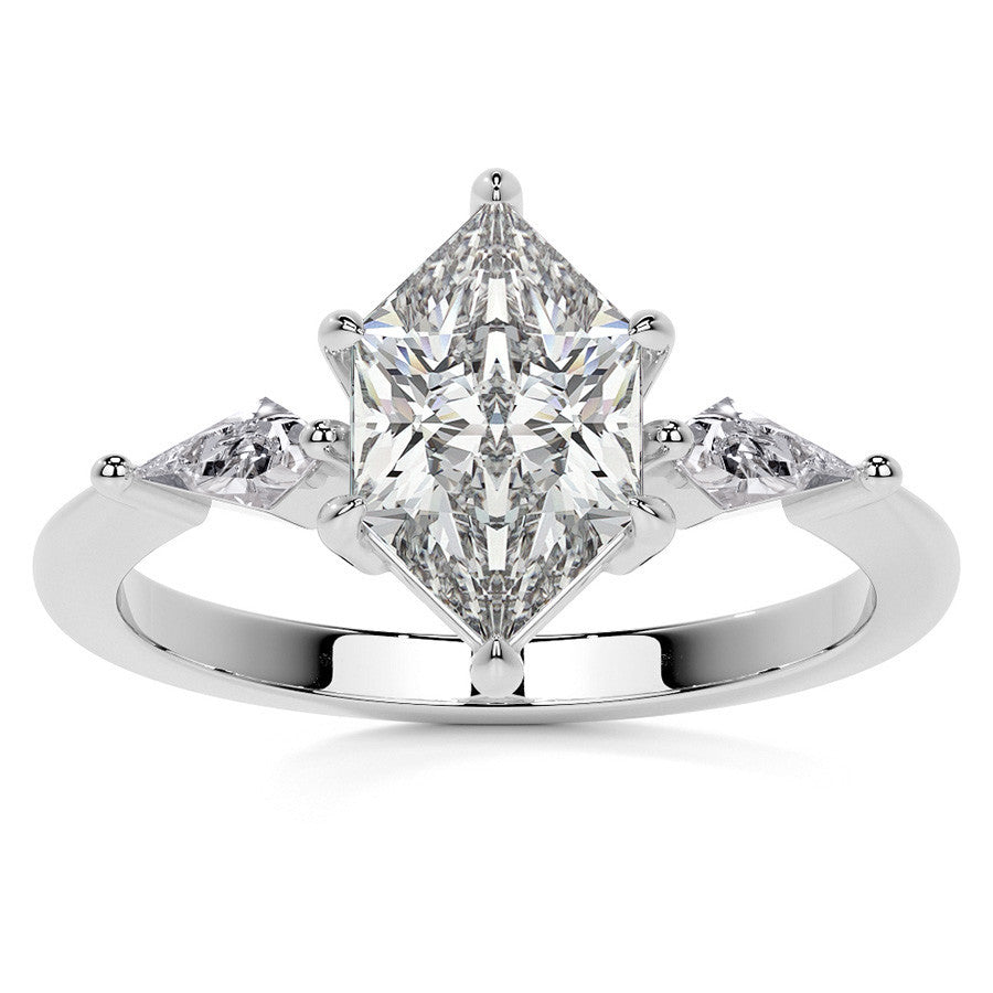 Marquise and Kite Cut Moissanite 3-Stone Engagement Ring