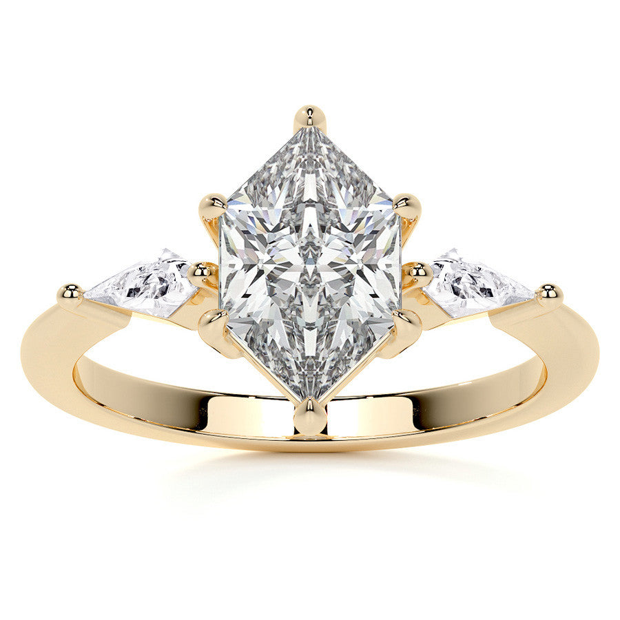 Marquise and Kite Cut Moissanite 3-Stone Engagement Ring