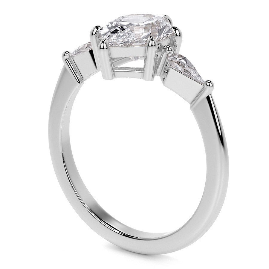 Marquise and Kite Cut Moissanite 3-Stone Engagement Ring