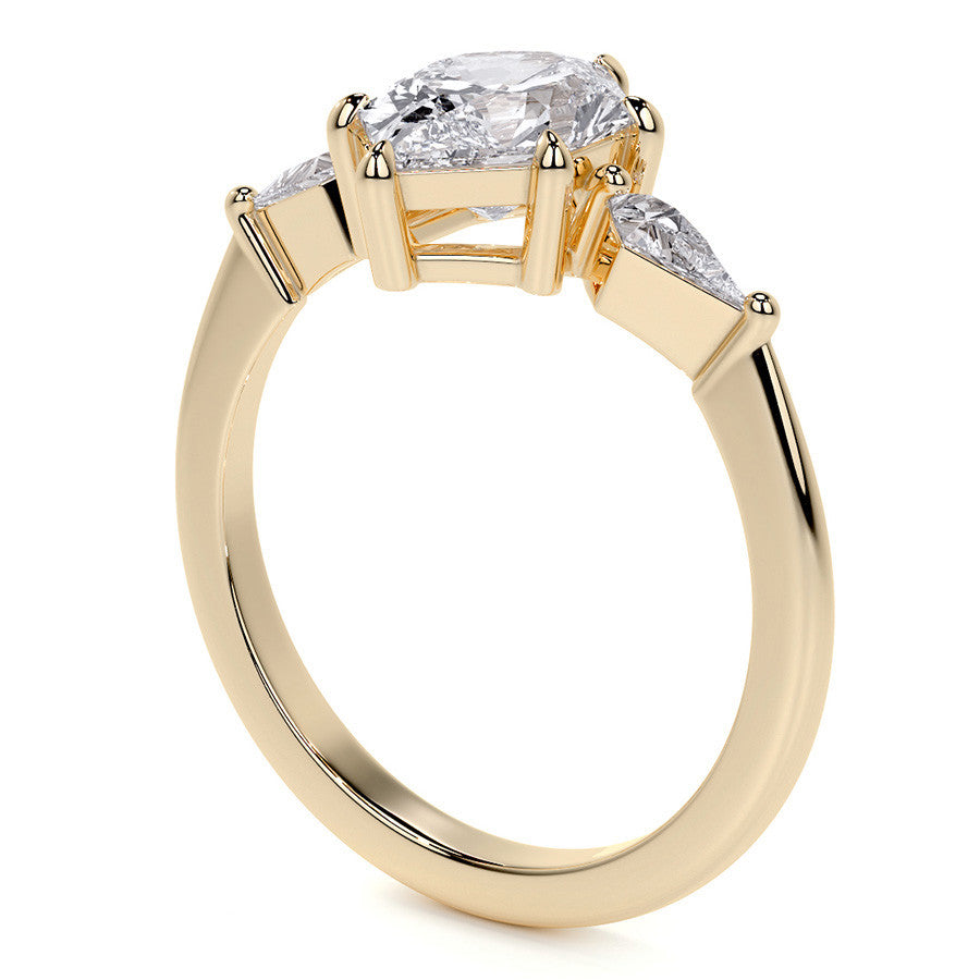 Marquise and Kite Cut Moissanite 3-Stone Engagement Ring
