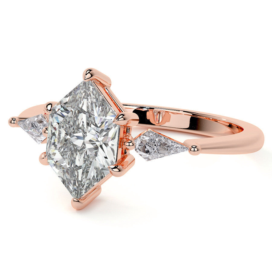 Marquise and Kite Cut Moissanite 3-Stone Engagement Ring