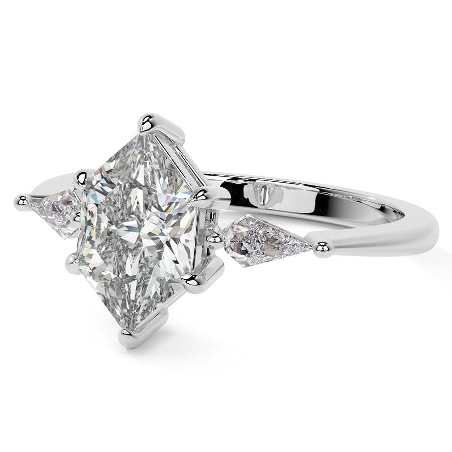 Marquise and Kite Cut Moissanite 3-Stone Engagement Ring