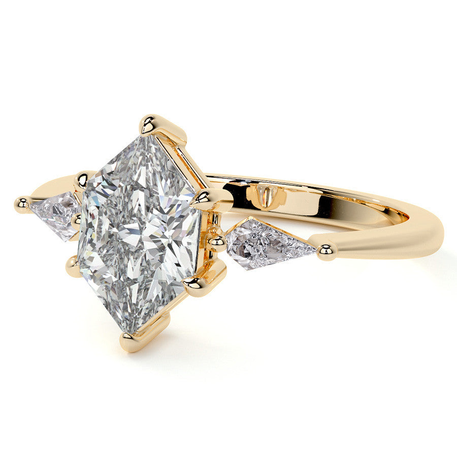 Marquise and Kite Cut Moissanite 3-Stone Engagement Ring