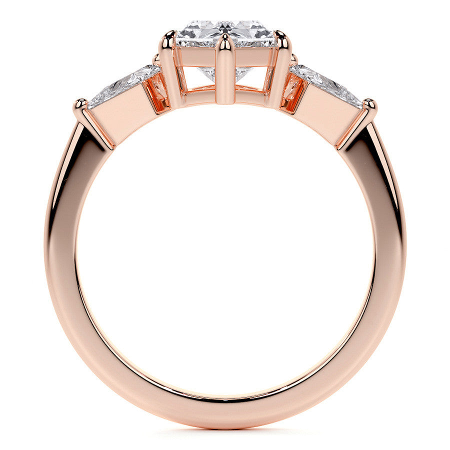 Marquise and Kite Cut Moissanite 3-Stone Engagement Ring