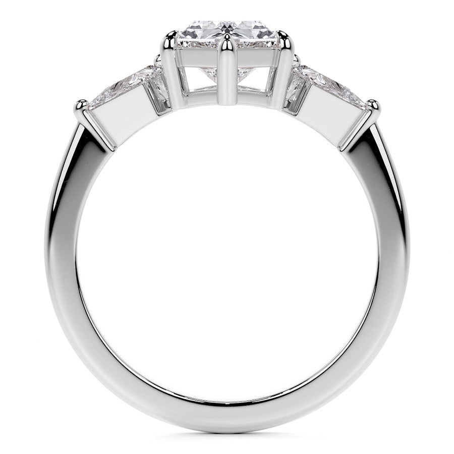 Marquise and Kite Cut Moissanite 3-Stone Engagement Ring