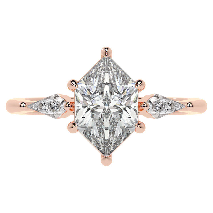 Marquise and Kite Cut Moissanite 3-Stone Engagement Ring