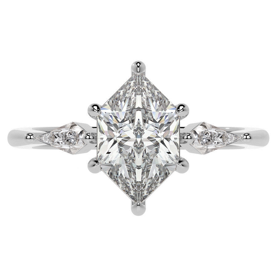 Marquise and Kite Cut Moissanite 3-Stone Engagement Ring