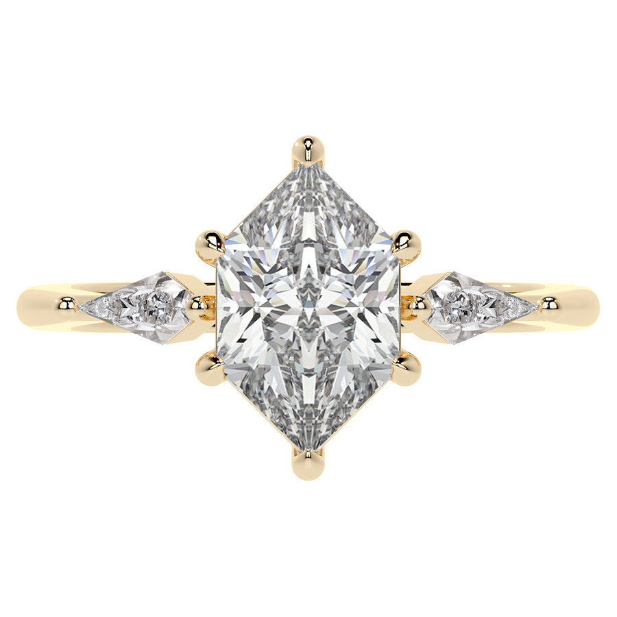 Marquise and Kite Cut Moissanite 3-Stone Engagement Ring
