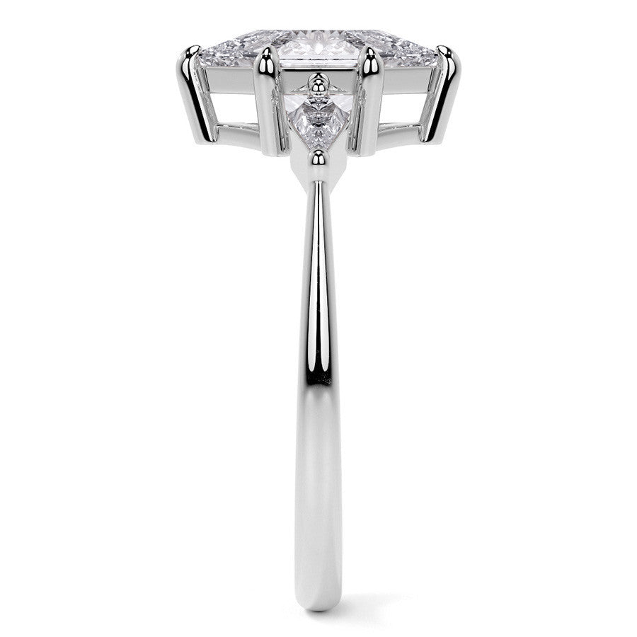 Marquise and Kite Cut Moissanite 3-Stone Engagement Ring