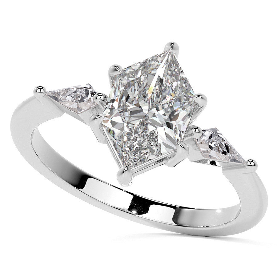 Marquise and Kite Cut Moissanite 3-Stone Engagement Ring