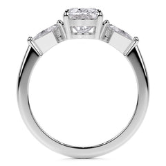 Oval and Kite Cut Moissanite 3-Stone Engagement Ring
