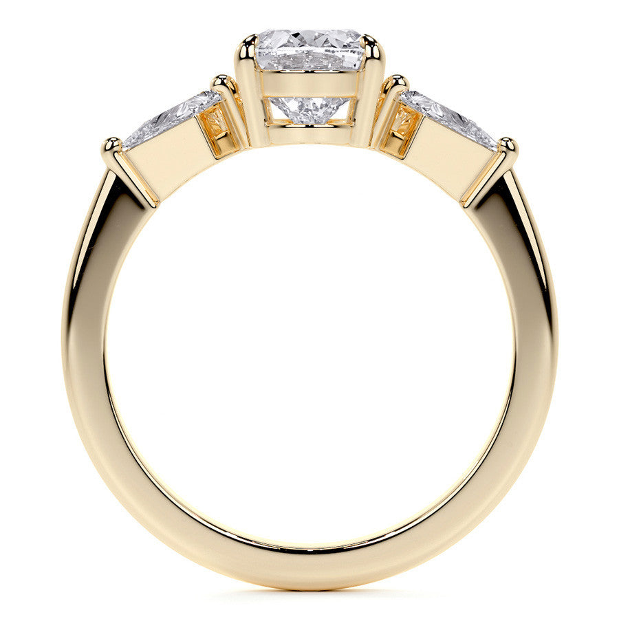 Oval and Kite Cut Moissanite 3-Stone Engagement Ring