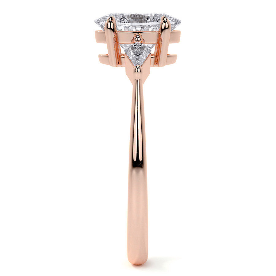 Oval and Kite Cut Moissanite 3-Stone Engagement Ring