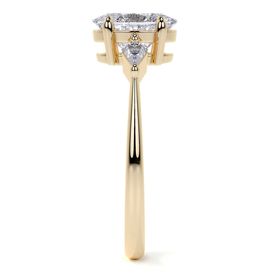 Oval and Kite Cut Moissanite 3-Stone Engagement Ring