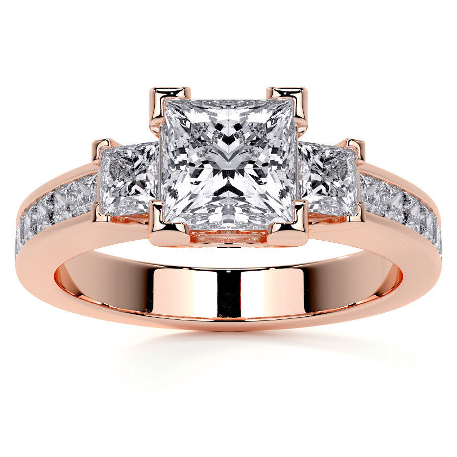 Princess 3-Stone Channel Moissanite Engagement Ring