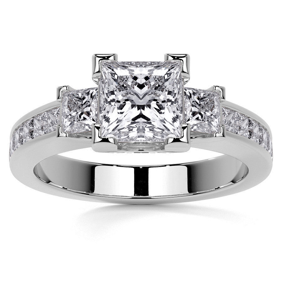 Princess 3-Stone Channel Moissanite Engagement Ring