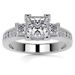 Princess 3-Stone Channel Moissanite Engagement Ring