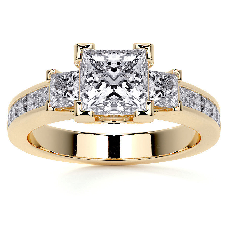 Princess 3-Stone Channel Moissanite Engagement Ring