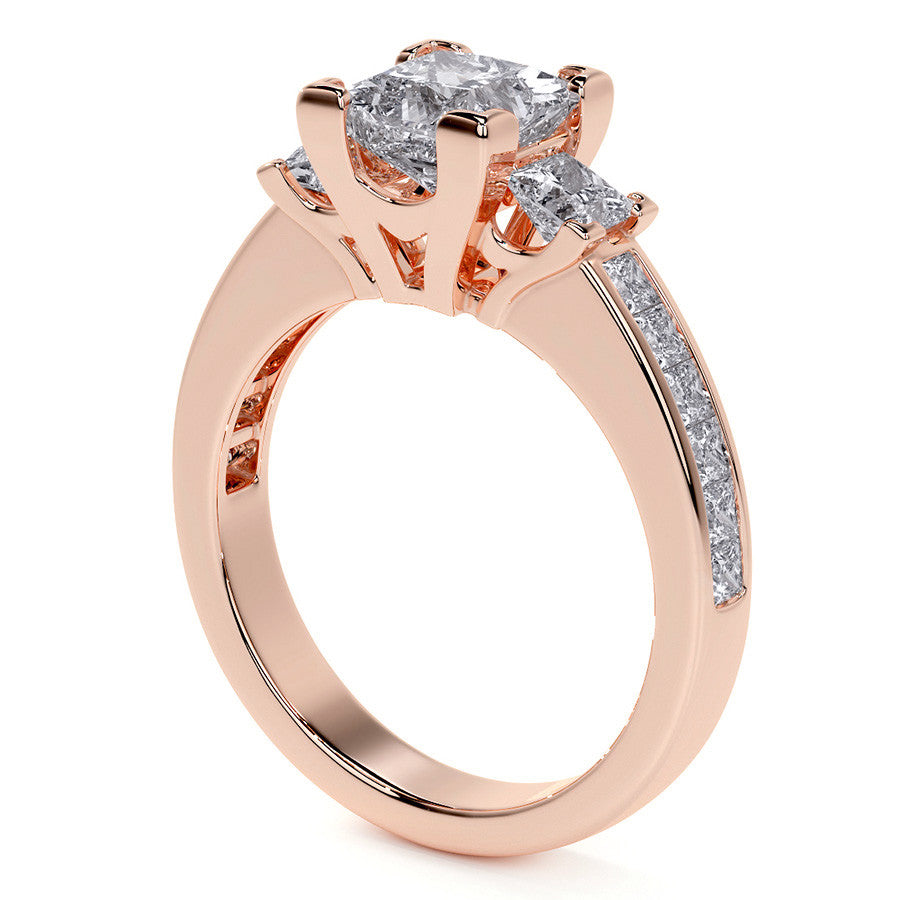 Princess 3-Stone Channel Moissanite Engagement Ring