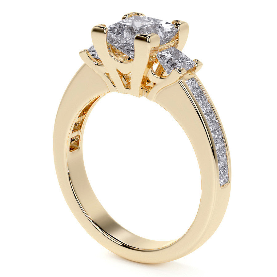 Princess 3-Stone Channel Moissanite Engagement Ring
