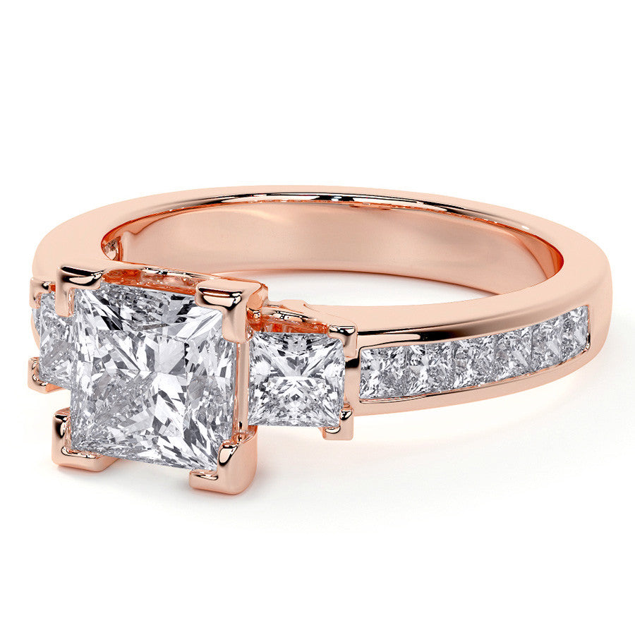 Princess 3-Stone Channel Moissanite Engagement Ring