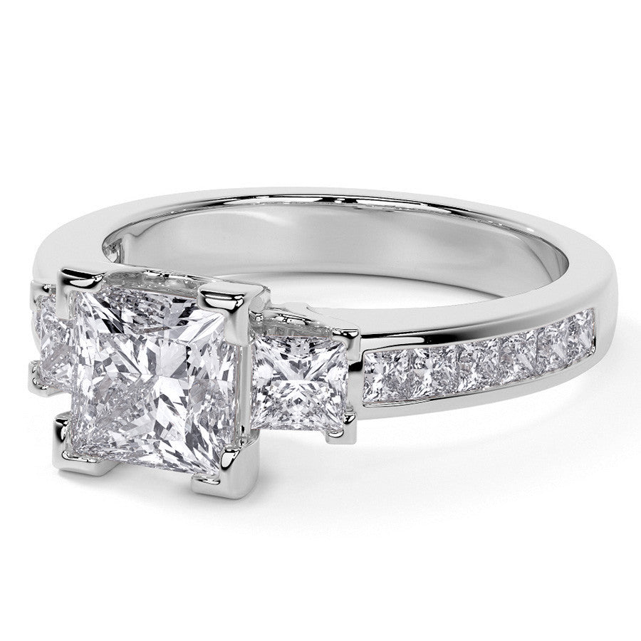 Princess 3-Stone Channel Moissanite Engagement Ring