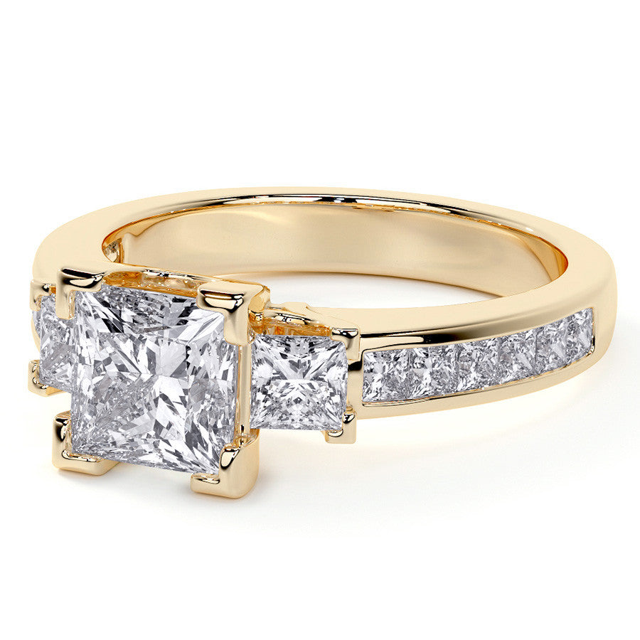 Princess 3-Stone Channel Moissanite Engagement Ring