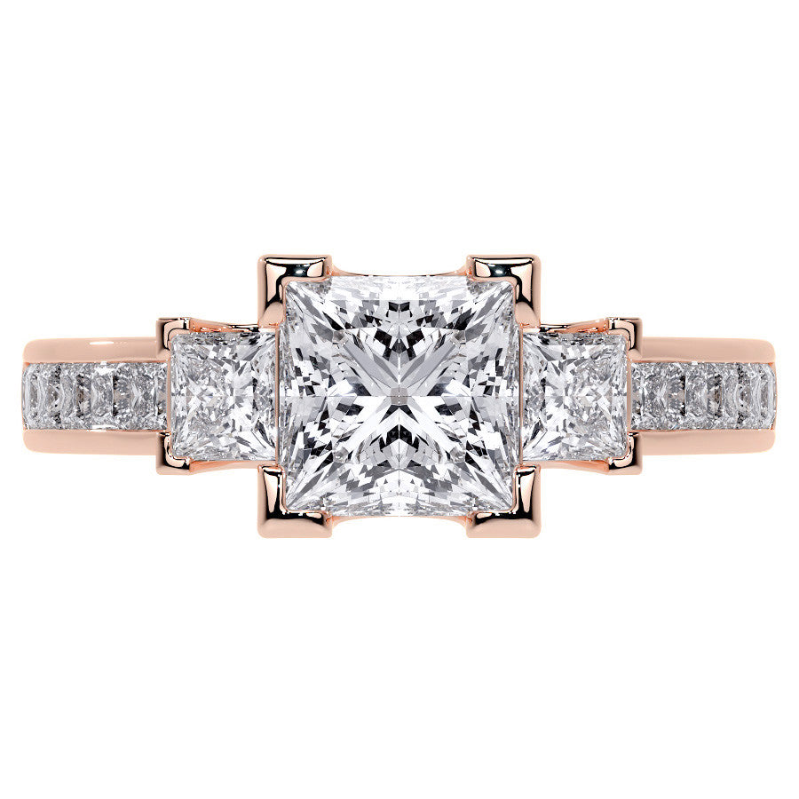 Princess 3-Stone Channel Moissanite Engagement Ring