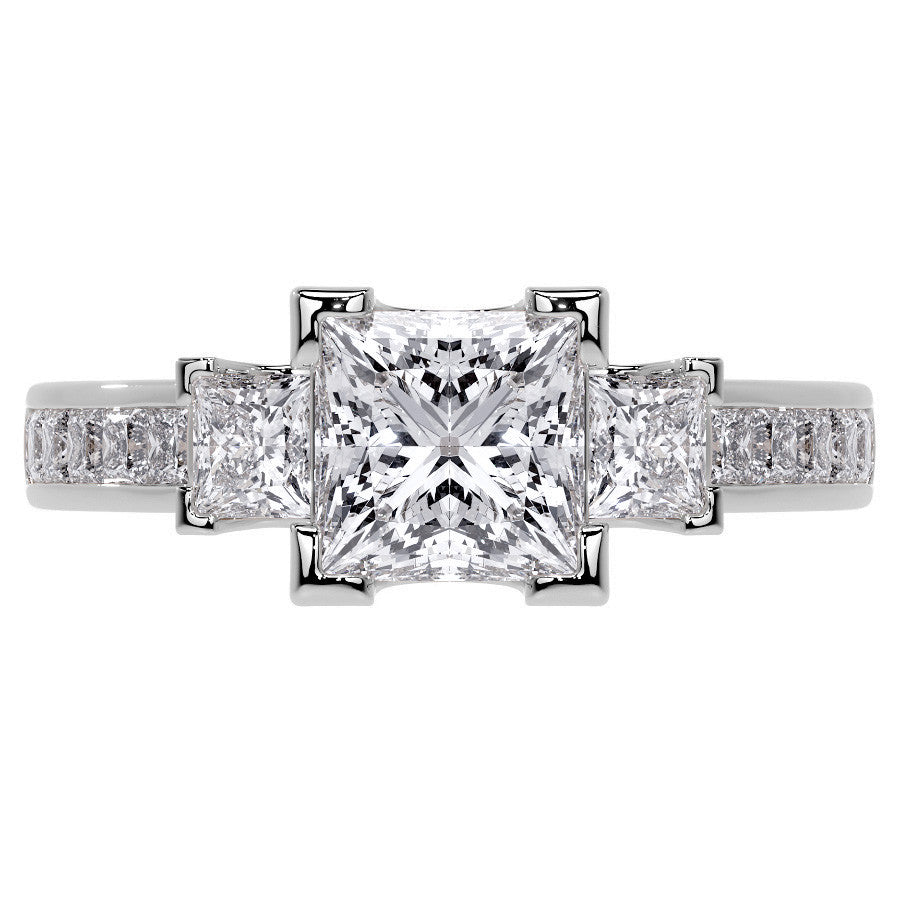 Princess 3-Stone Channel Moissanite Engagement Ring
