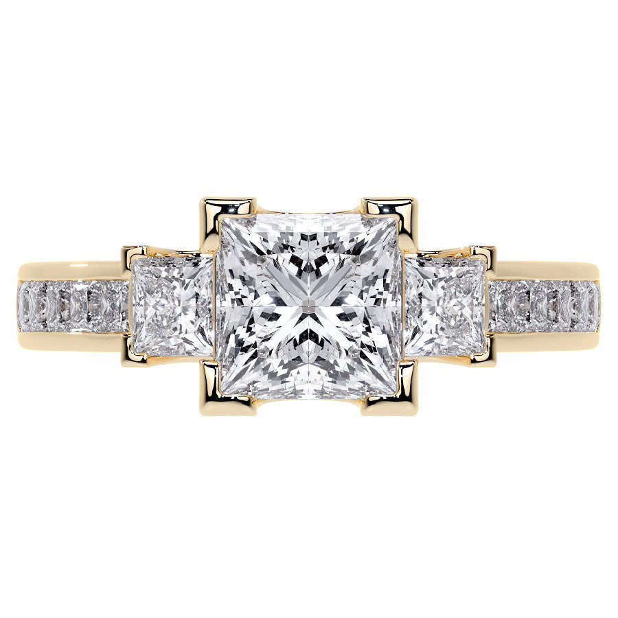 Princess 3-Stone Channel Moissanite Engagement Ring