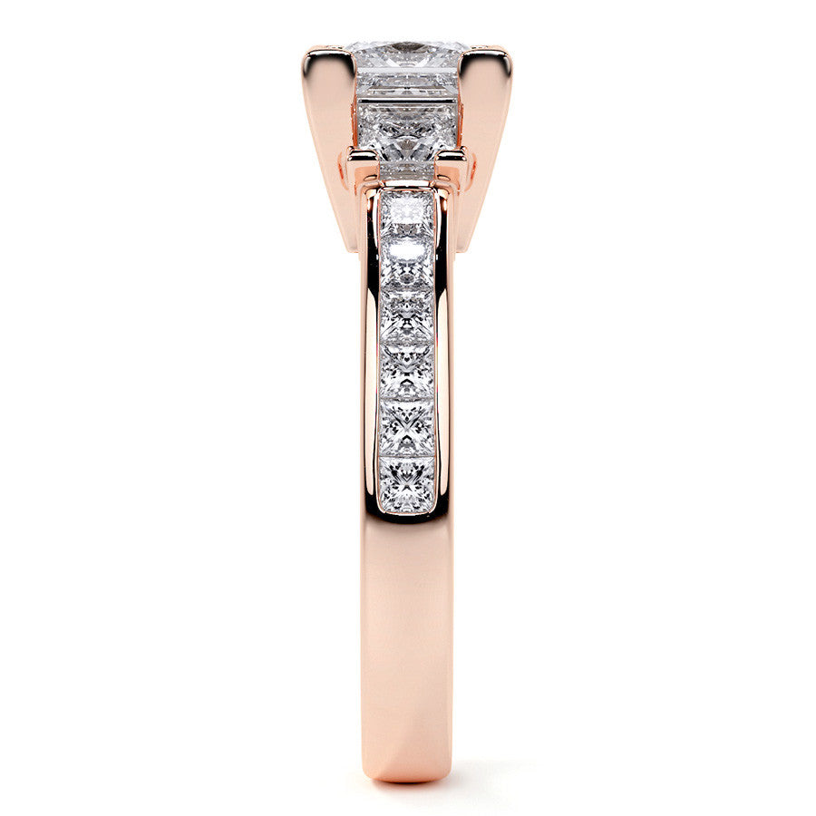 Princess 3-Stone Channel Moissanite Engagement Ring