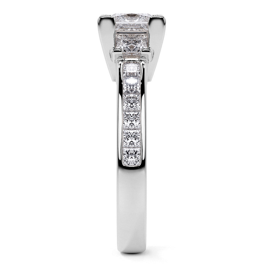 Princess 3-Stone Channel Moissanite Engagement Ring