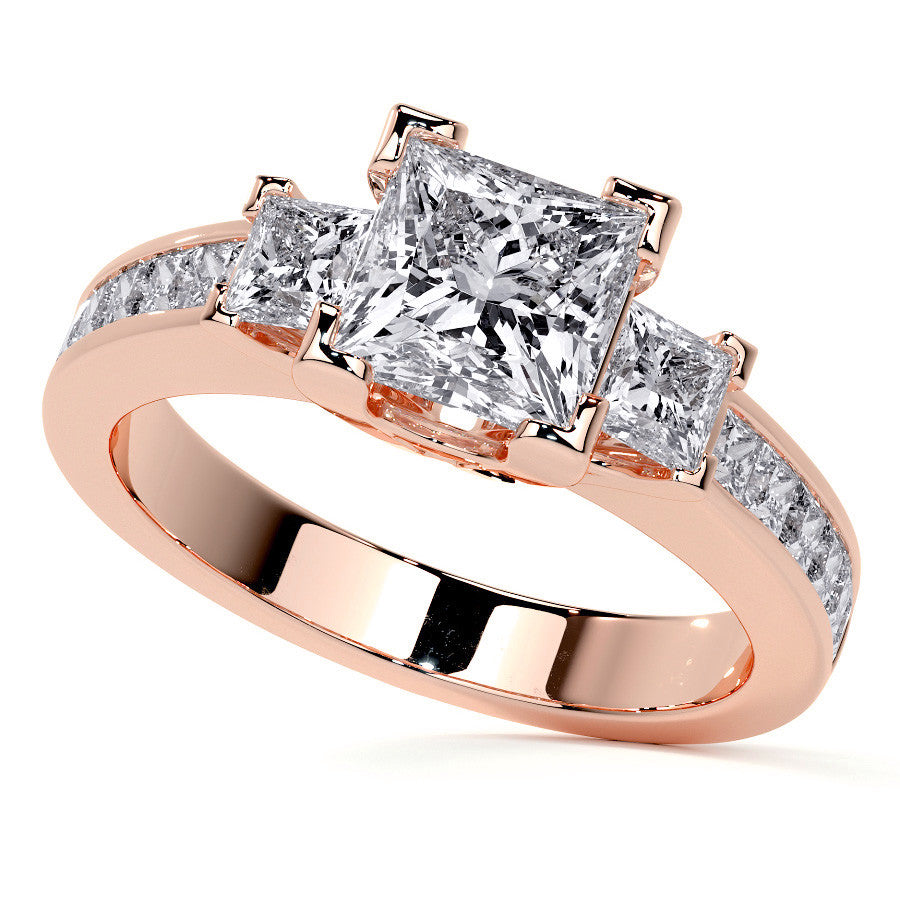 Princess 3-Stone Channel Moissanite Engagement Ring